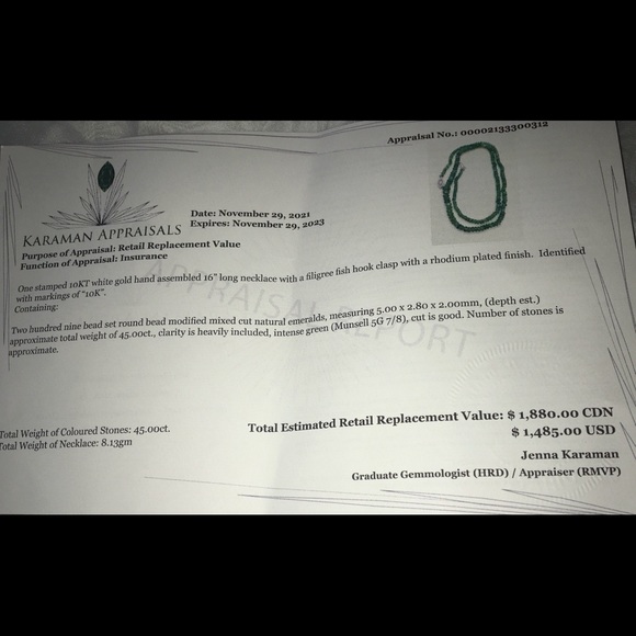 16 in Emeralds necklace with white gold clasp - Picture 8 of 8